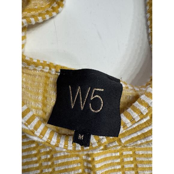 Anthropologie W5 Yellow Striped Tank Top Black Trim White Tassel Fringe Size M - Picture 3 of 7